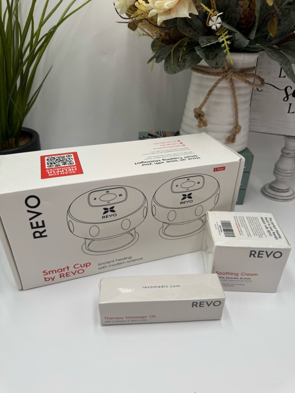 REVO Smart Cupping 2-Pack Set + Oil & Soothing Cream - NIB